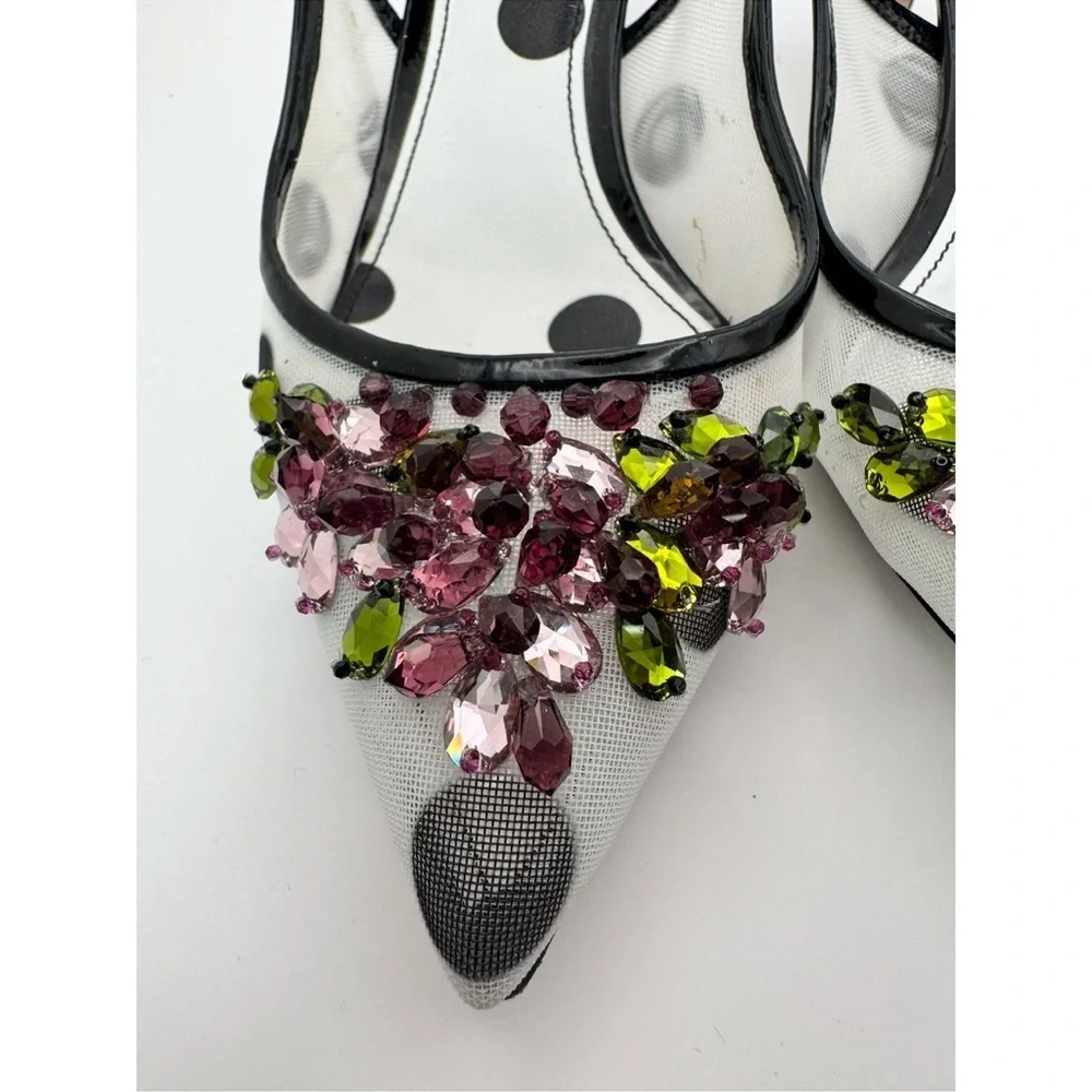 Dolce & Gabbana Crystal Embellished Polka Dot Slingback Heels - Picture 8 of 12